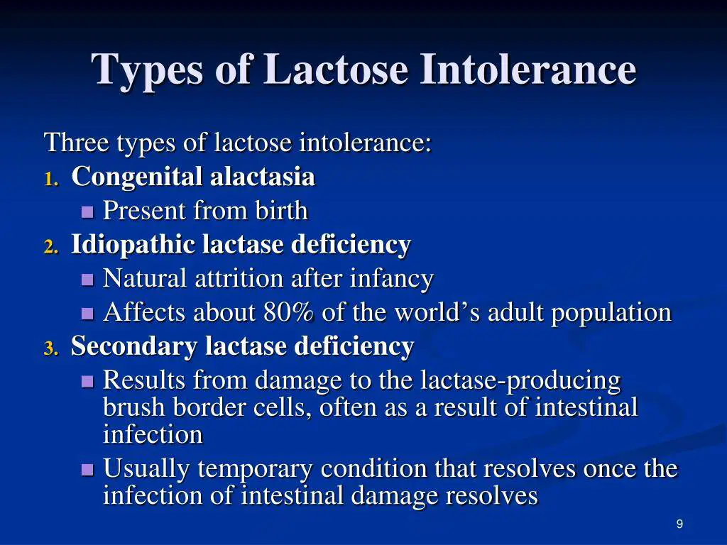 types of lactose intolerance
