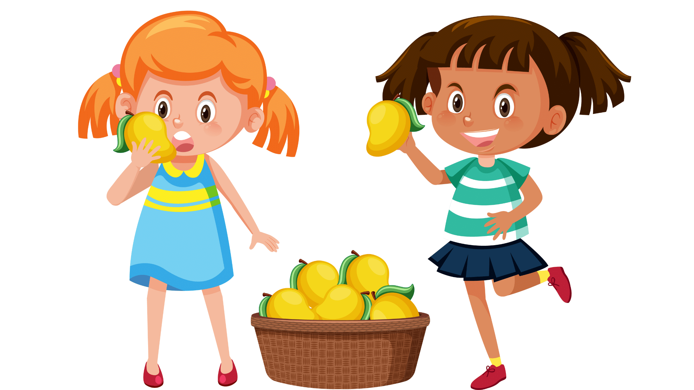 child eating mangoes
